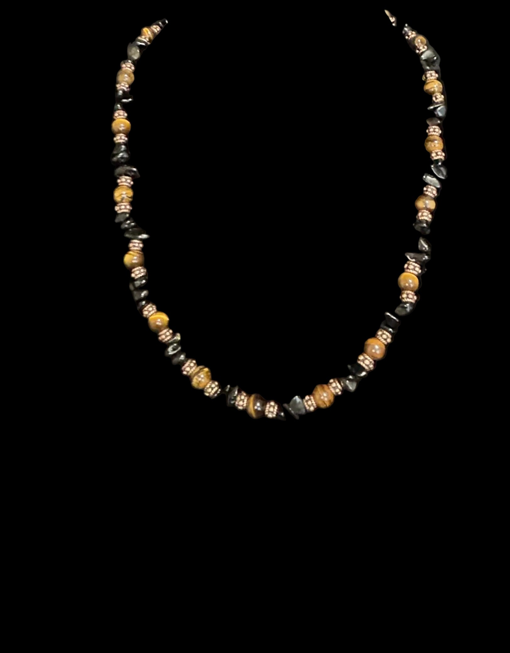 Tiger’s Eye and Obsidian chip beads