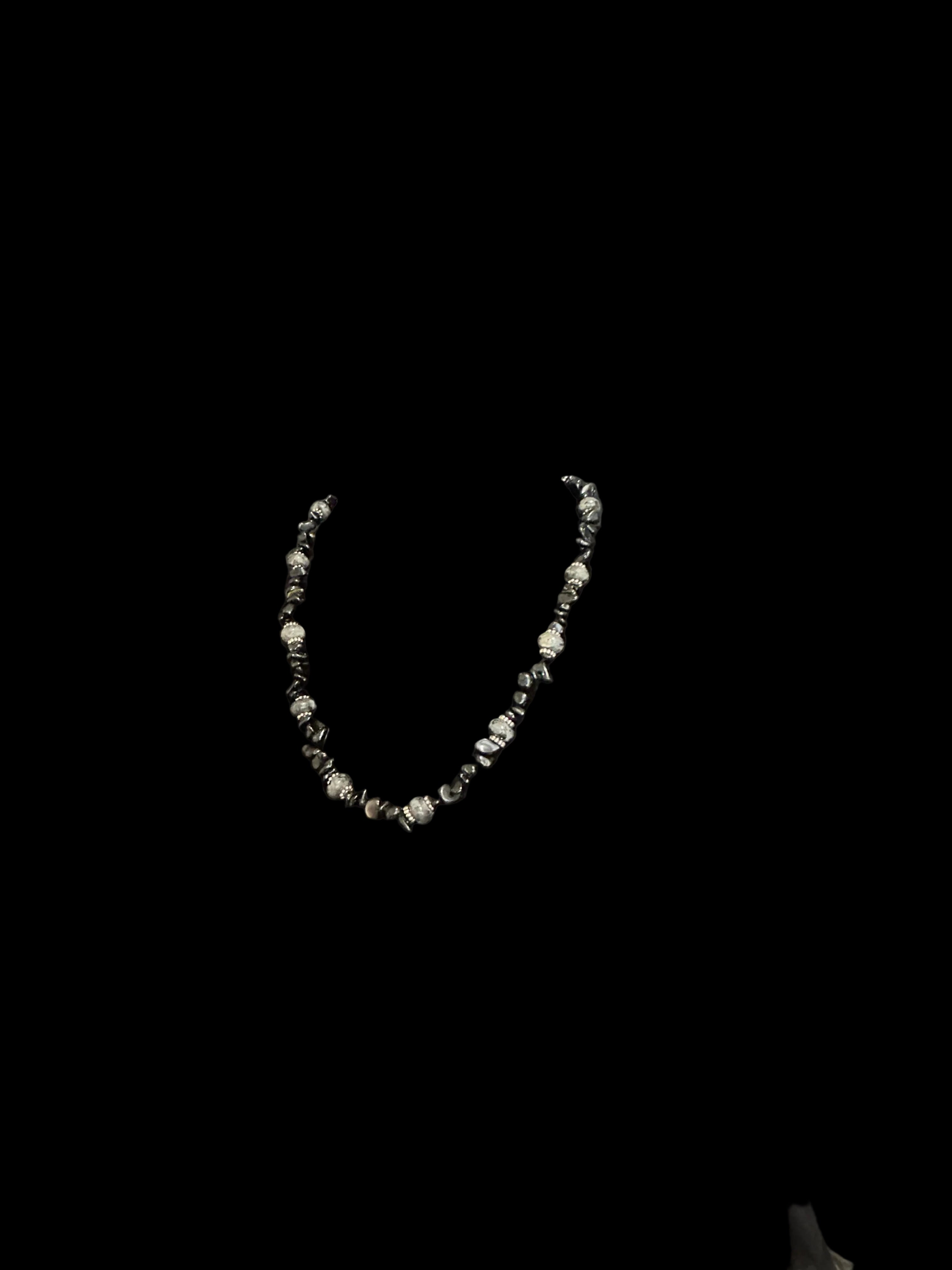Labradorite and Obsidian chip beads
